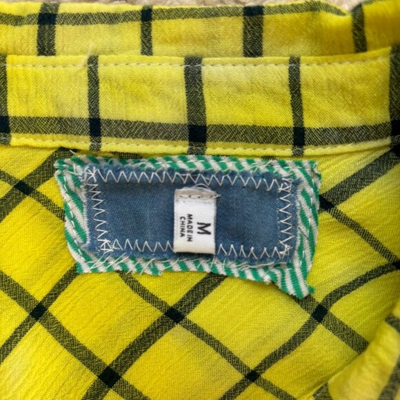 Upcycled reimagined tie dyed plaid lightweight blouse - Picture 6 of 8